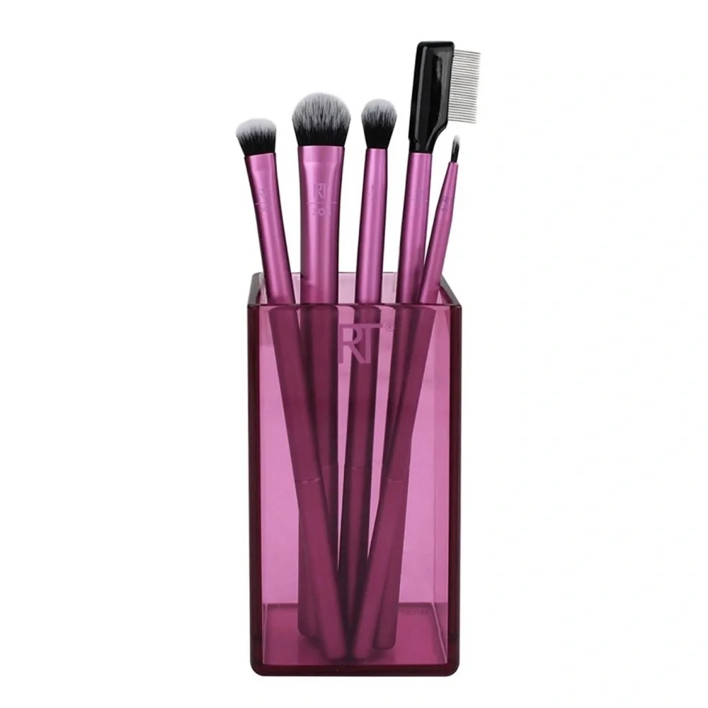 NWT Real Techniques Enhanced Eye Eyeshadow Brush Set + Brush Holder Organizer